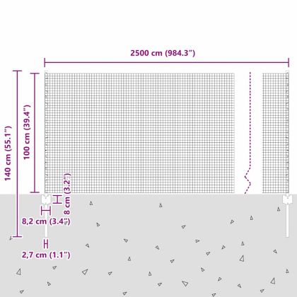 Ограда и колче Зелен 1 x 25 m Стомана