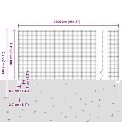 Ограда и колче Зелен 1 x 25 m Стомана