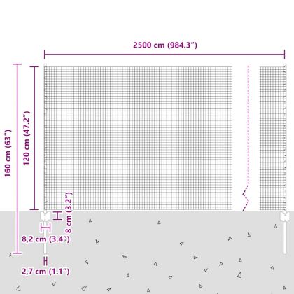 Ограда и колче Зелен 1,2 x 25 m Стомана