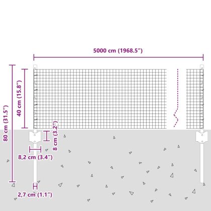 Ограда и колче Зелен 0,4 x 50 м Стомана