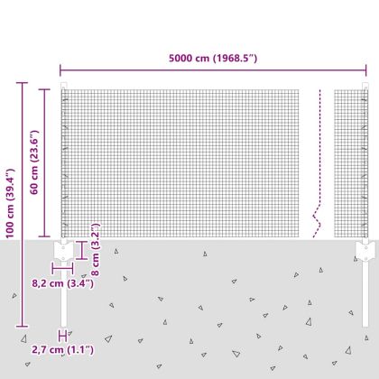 Ограда и колче Зелен 0,6 x 50 м Стомана