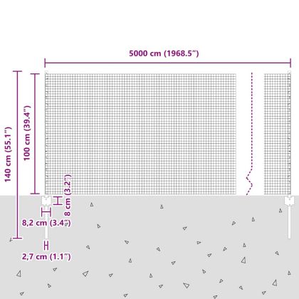 Ограда и колче Зелен 1 x 50 m Стомана