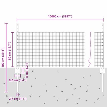 Ограда и колче Зелен 0,5 x 100 м Стомана