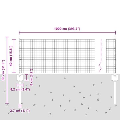 Ограда и колче Сив 0,4 x 10 м Стомана