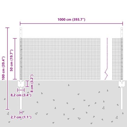 Ограда и колче Сив 0,5 x 10 м Стомана