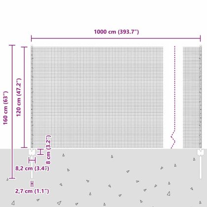 Ограда и колче Сив 1,2 x 10 m Стомана