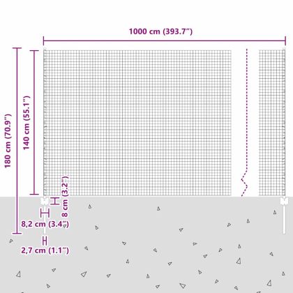 Ограда и колче Сив 1,4 x 10 m Стомана