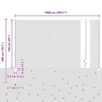 Ограда и колче Сив 1,6 x 10 m Стомана