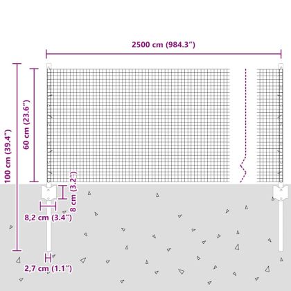 Ограда и колче Сив 0,6 x 25 м Стомана