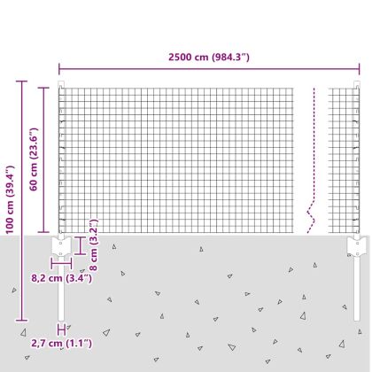 Ограда и колче Сив 0,6 x 25 м Стомана