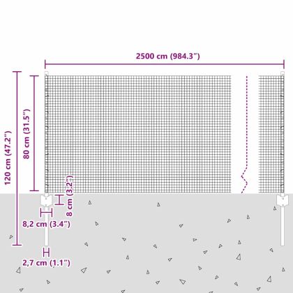 Ограда и колче Сив 0,8 x 25 m Стомана