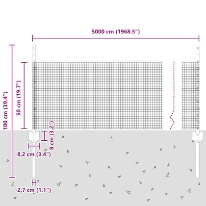 Ограда и колче Сив 0,5 x 50 м Стомана