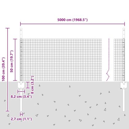 Ограда и колче Сив 0,5 x 50 м Стомана