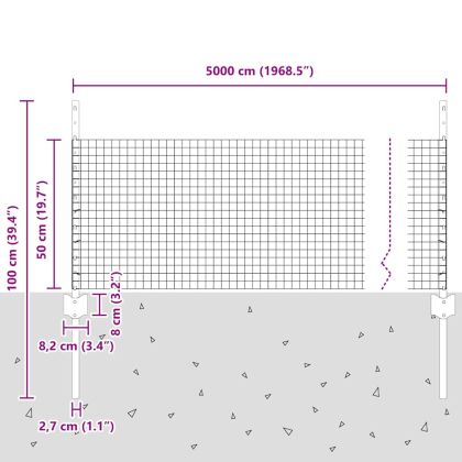Ограда и колче Сив 0,5 x 50 м Стомана
