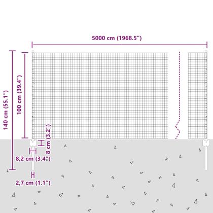 Ограда и колче Сив 1 x 50 m Стомана