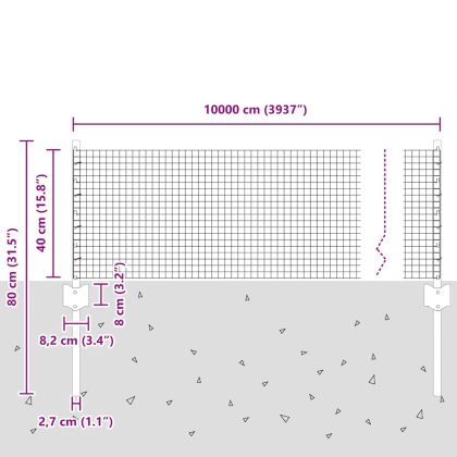 Ограда и колче Сив 0,4 x 100 м Стомана