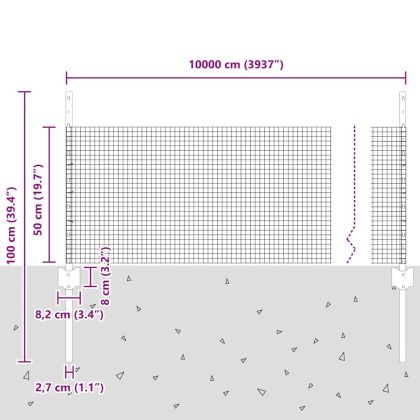 Ограда и колче Сив 0,5 x 100 м Стомана