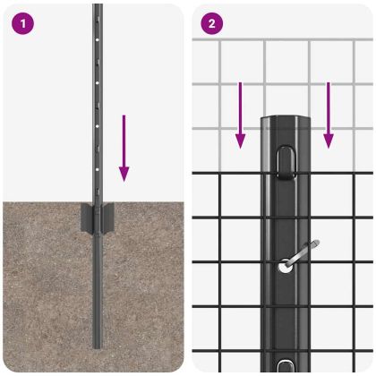 Ограда и колче Сив 0,8 x 100 м Стомана