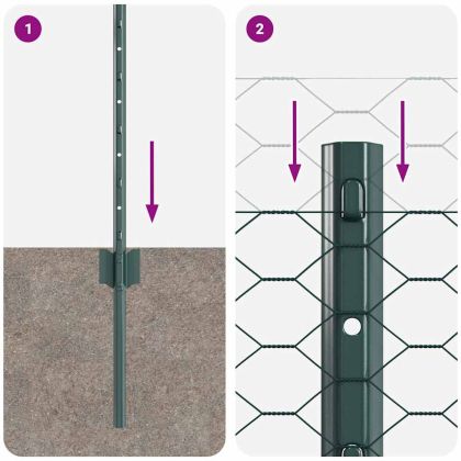 Ограда и колче Зелен 0,8 x 10 m Стомана