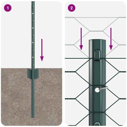 Ограда и колче Зелен 0,8 x 10 m Стомана