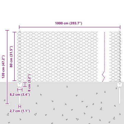 Ограда и колче Зелен 0,8 x 10 m Стомана
