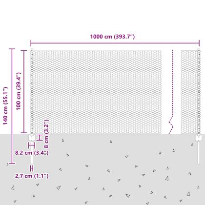 Ограда и колче Зелен 1 x 10 m Стомана