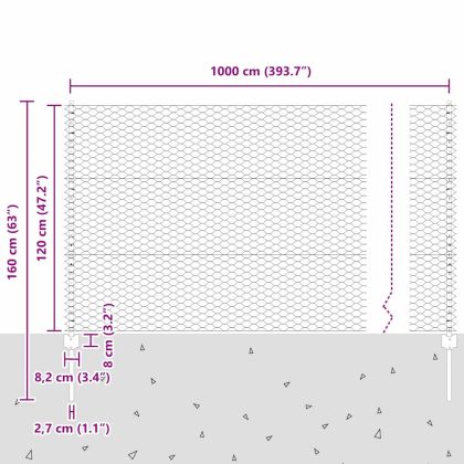 Ограда и колче Зелен 1,2 x 10 m Стомана
