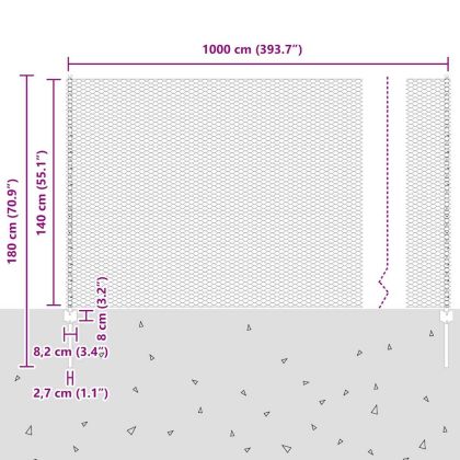 Ограда и колче Зелен 1,4 x 10 m Стомана