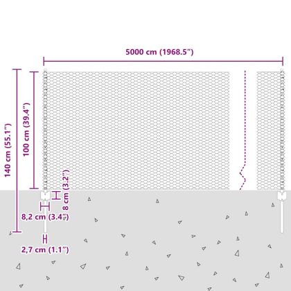 Ограда и колче Зелен 1 x 50 m Стомана