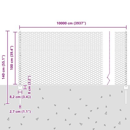 Ограда и колче Зелен 1 x 100 m Стомана