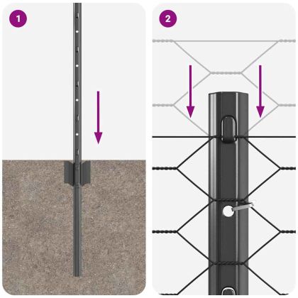 Ограда и колче Сив 0,8 x 25 m Стомана