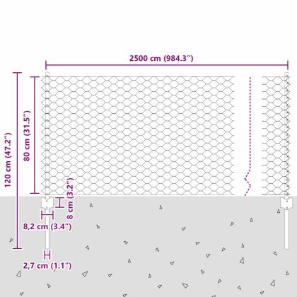 Ограда и колче Сив 0,8 x 25 m Стомана