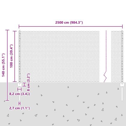 Ограда и колче Сив 1 x 25 m Стомана