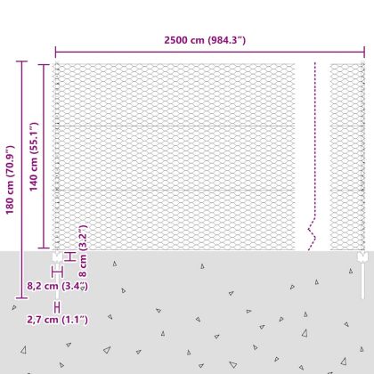 Ограда и колче Сив 1,4 x 25 m Стомана