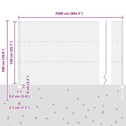 Ограда и колче Сив 1,4 x 25 m Стомана