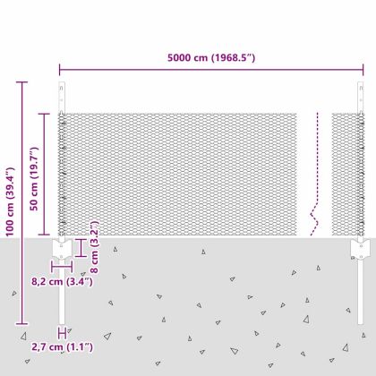 Ограда и колче Сив 0,5 x 50 м Стомана