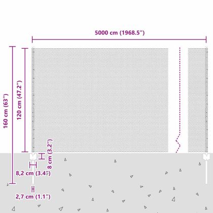 Ограда и колче Сив 1,2 x 50 m Стомана