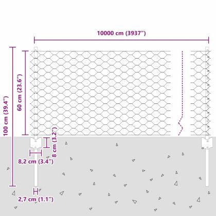 Ограда и колче Сив 0,6 x 100 м Стомана