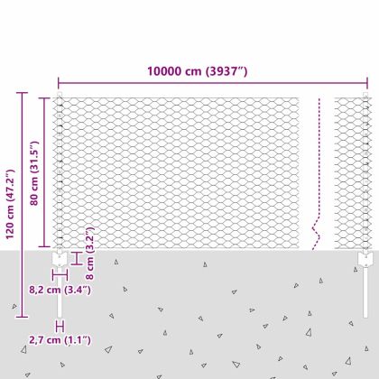 Ограда и колче Сив 0,8 x 100 м Стомана