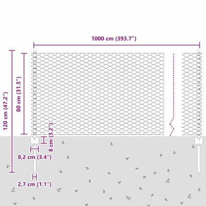 Ограда и колче Сребрист 0,8 x 10 m Стомана