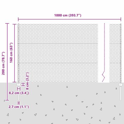 Ограда и колче Сребрист 1,6 x 10 m Стомана