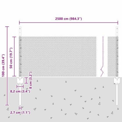 Ограда и колче Сребрист 0,5 x 25 м Стомана