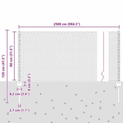 Ограда и колче Сребрист 0,8 x 25 m Стомана