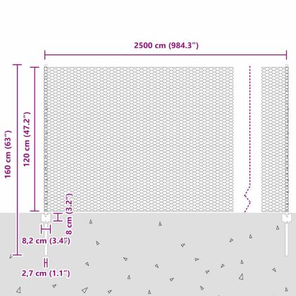 Ограда и колче Сребрист 1,2 x 25 m Стомана