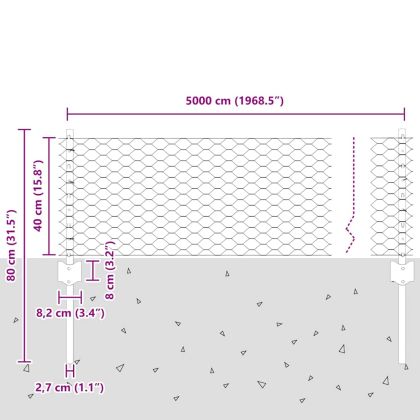 Ограда и колче Сребрист 0,4 x 50 м Стомана