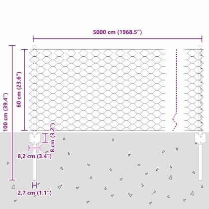 Ограда и колче Сребрист 0,6 x 50 м Стомана