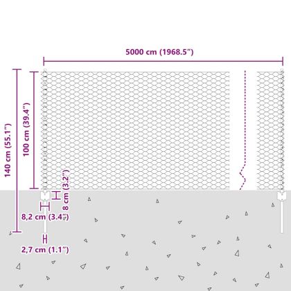 Ограда и колче Сребрист 1 x 50 m Стомана