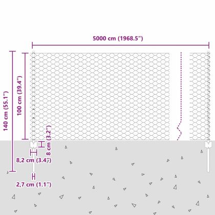 Ограда и колче Сребрист 1 x 50 m Стомана