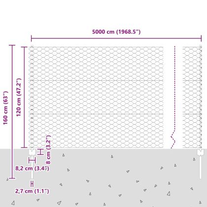 Ограда и колче Сребрист 1,2 x 50 m Стомана