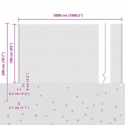 Ограда и колче Сребрист 1,6 x 50 m Стомана